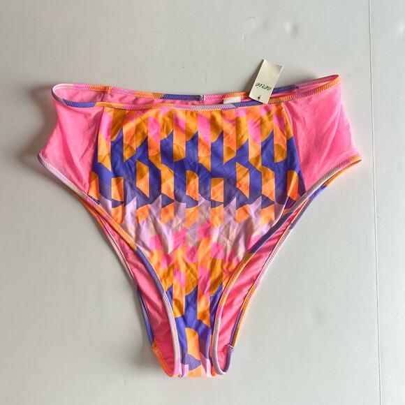 Aerie High Cut Cheeky Bright Pattern Swim Bottoms - Picture 1 of 4
